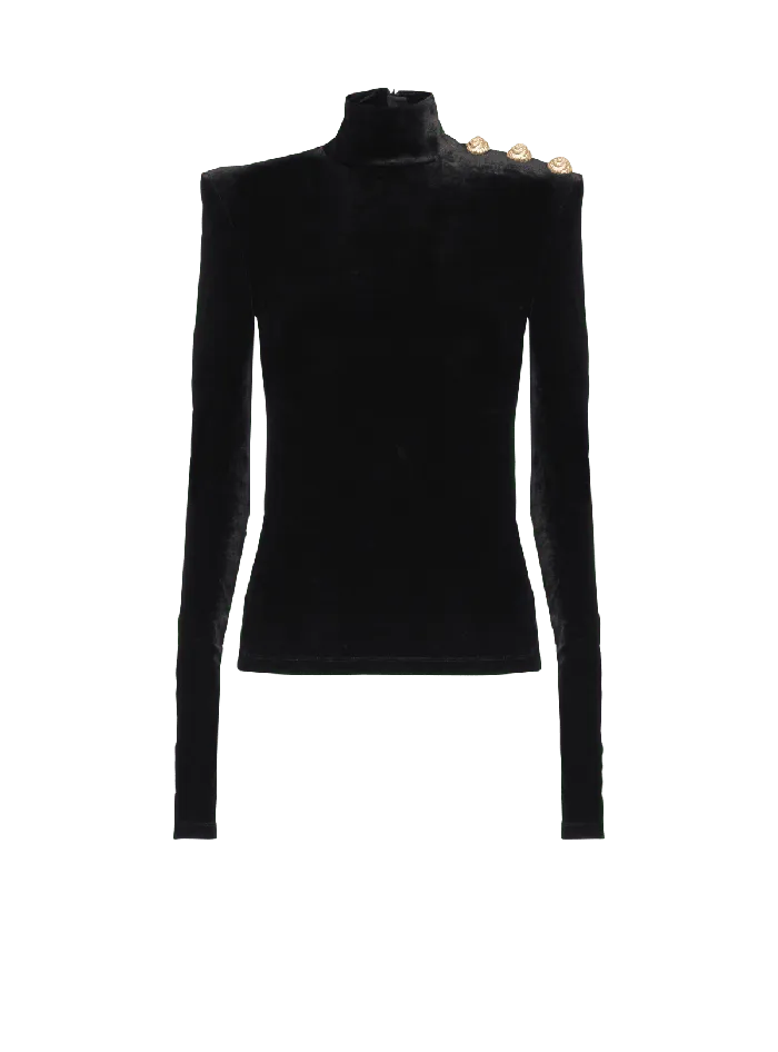 Balmain Longsleeved Velvet Top Black Women Tops And Shirts