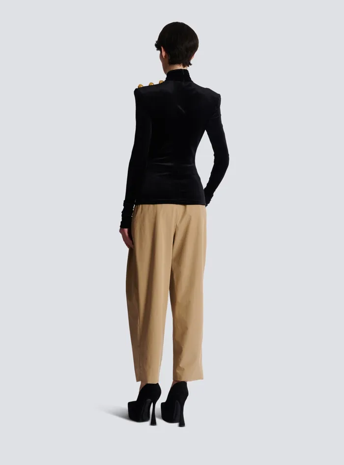 Balmain Longsleeved Velvet Top Black Women Tops And Shirts