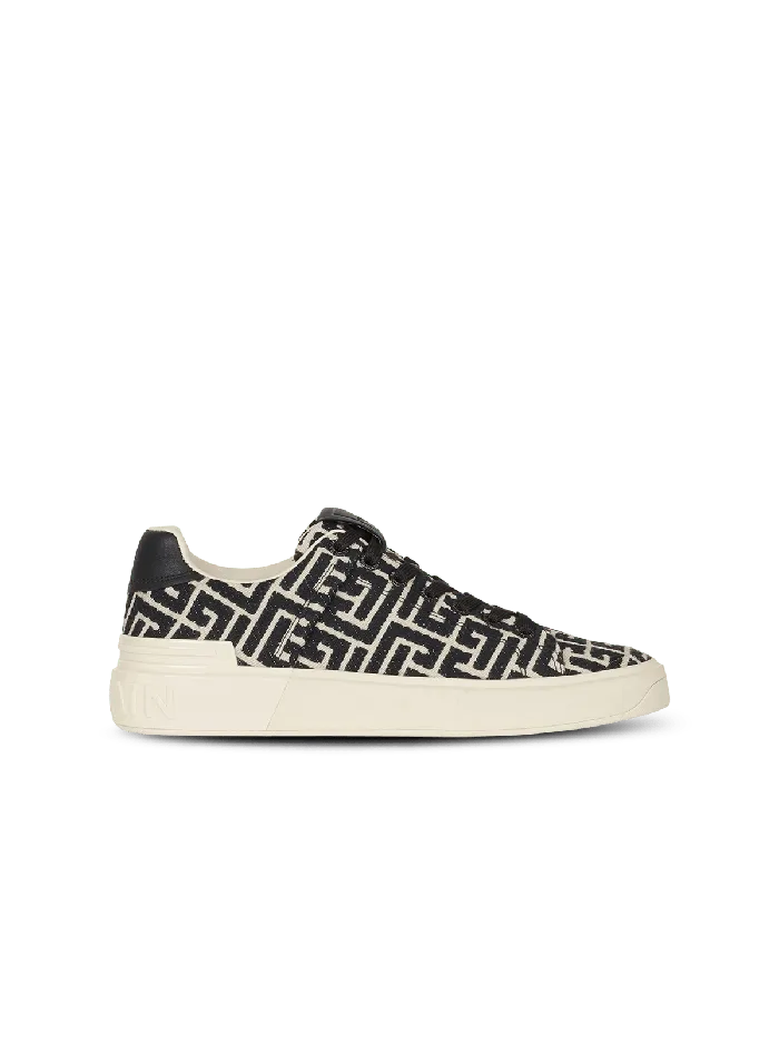 Balmain Monogram Jacquard BCourt Sneakers White Men Sneakers