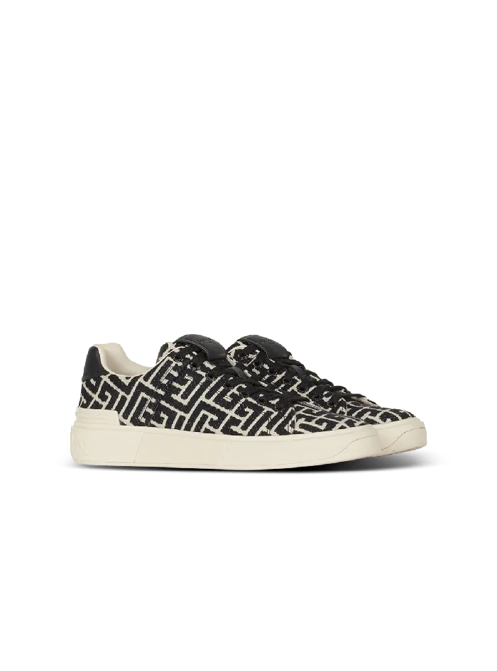 Balmain Monogram Jacquard BCourt Sneakers White Men Sneakers