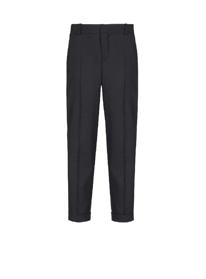 Balmain Monogram Wool Trousers Black Men Trousers And Shorts