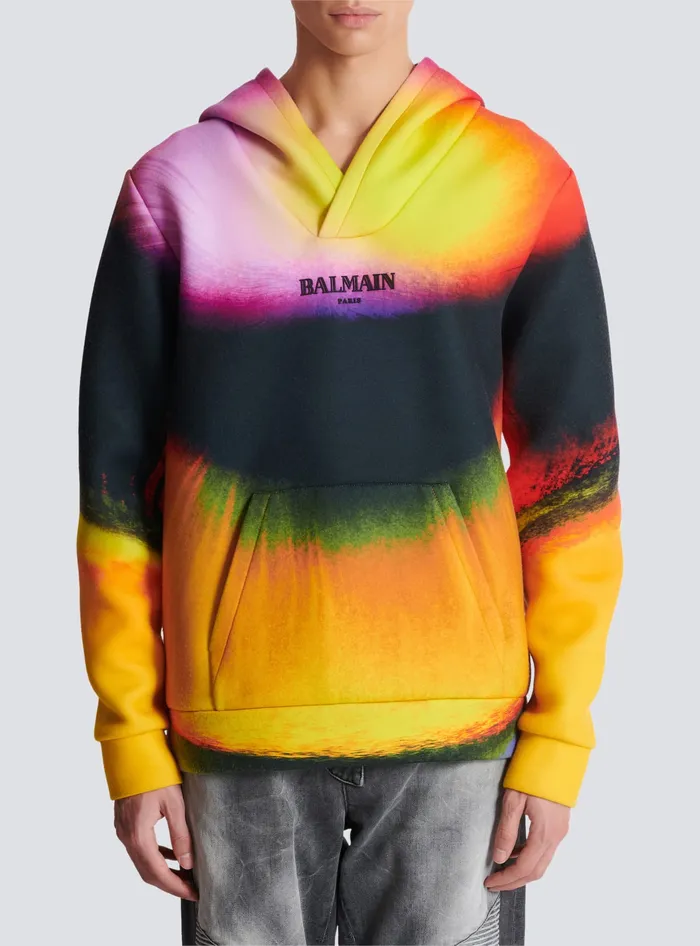 Balmain Neoprene Hoodie With Ibby Njoya Print Multicolor Men Sweatshirts