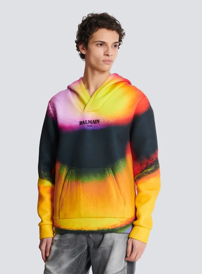 Balmain Neoprene Hoodie With Ibby Njoya Print Multicolor Men Sweatshirts