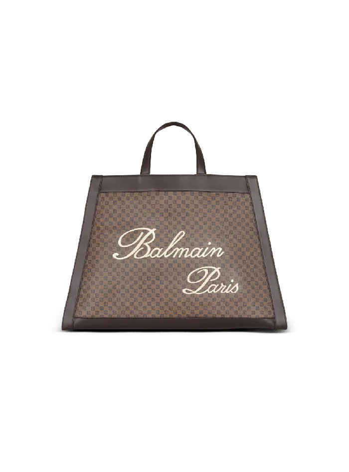 Balmain Olivier039s Cabas In Canvas And Leather Brown Women Handbags