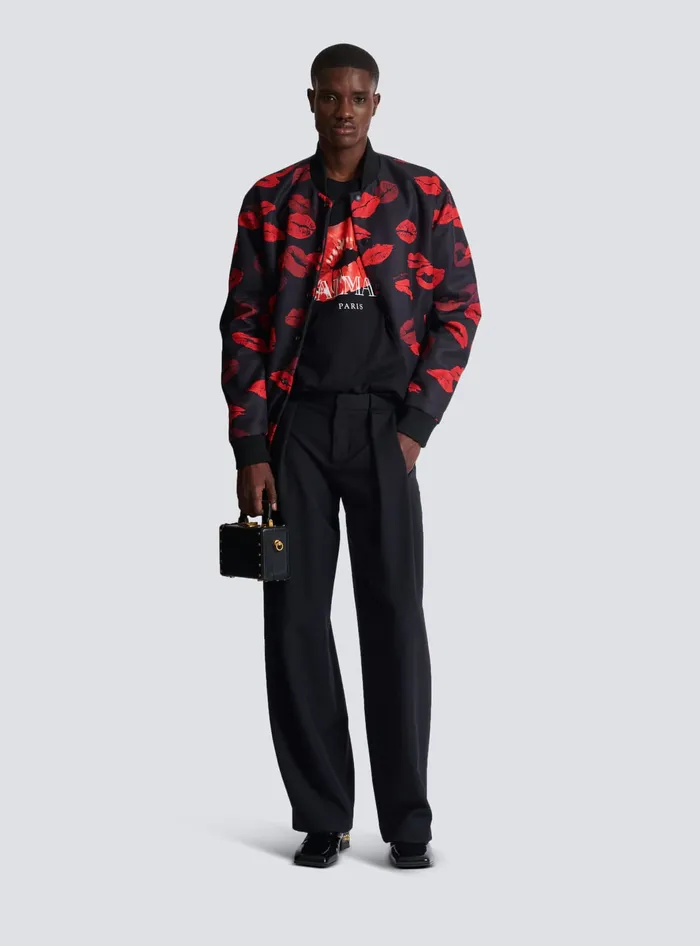 Balmain Relaxed Tshirt With Kiss Print Black Men TShirts