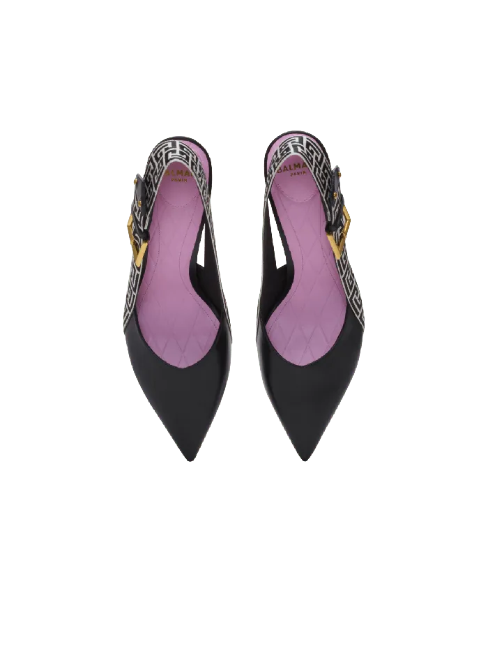 Balmain Ruby Slingbacks In Calfskin And Monogrammed Black Women High Heels and Pumps
