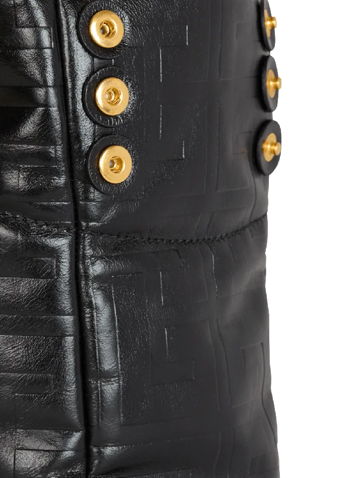 Balmain Small 1945 Soft Tote Bag In Crackled Calfskin Black Women Tote Bags