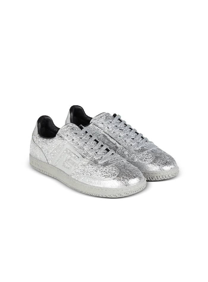 Balmain Swan Silver Leather Sneakers Silver Men Sneakers
