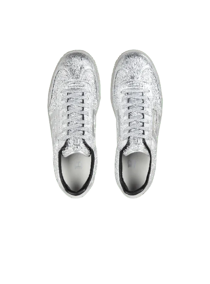 Balmain Swan Silver Leather Sneakers Silver Men Sneakers