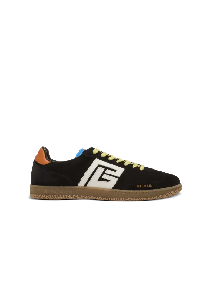 Balmain Swan Sneakers In Calfskin And Suede Multicolor Men Sneakers