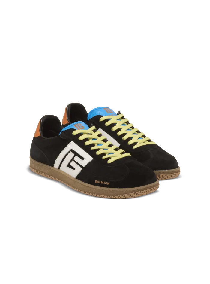 Balmain Swan Sneakers In Calfskin And Suede Multicolor Men Sneakers
