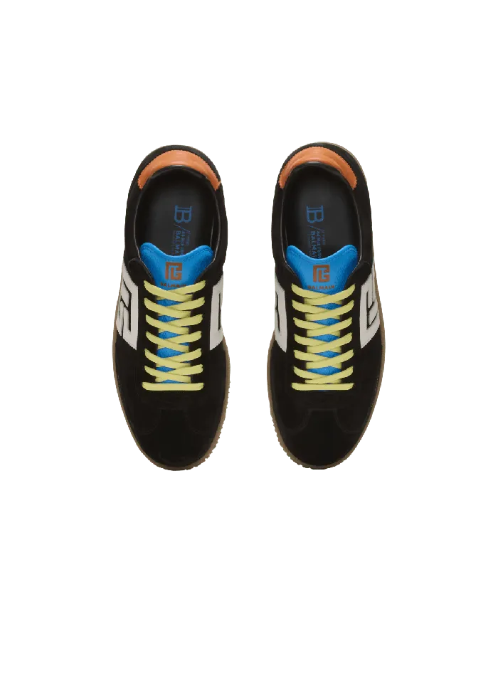 Balmain Swan Sneakers In Calfskin And Suede Multicolor Men Sneakers