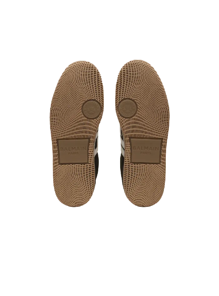 Balmain Swan Sneakers In Calfskin And Suede Multicolor Men Sneakers