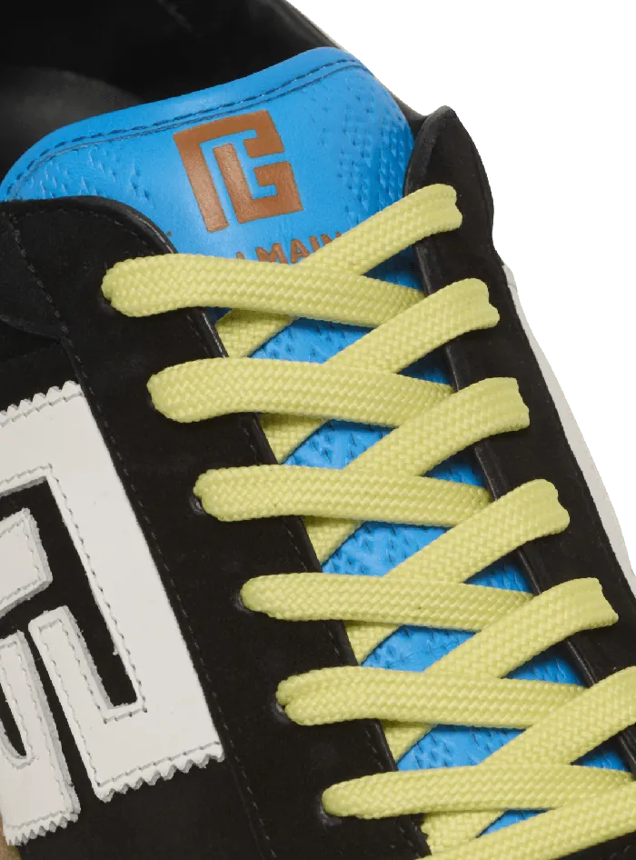 Balmain Swan Sneakers In Calfskin And Suede Multicolor Men Sneakers