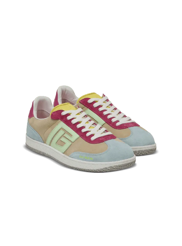 Balmain Swan Sneakers In Calfskin And Suede Multicolor Women Sneakers