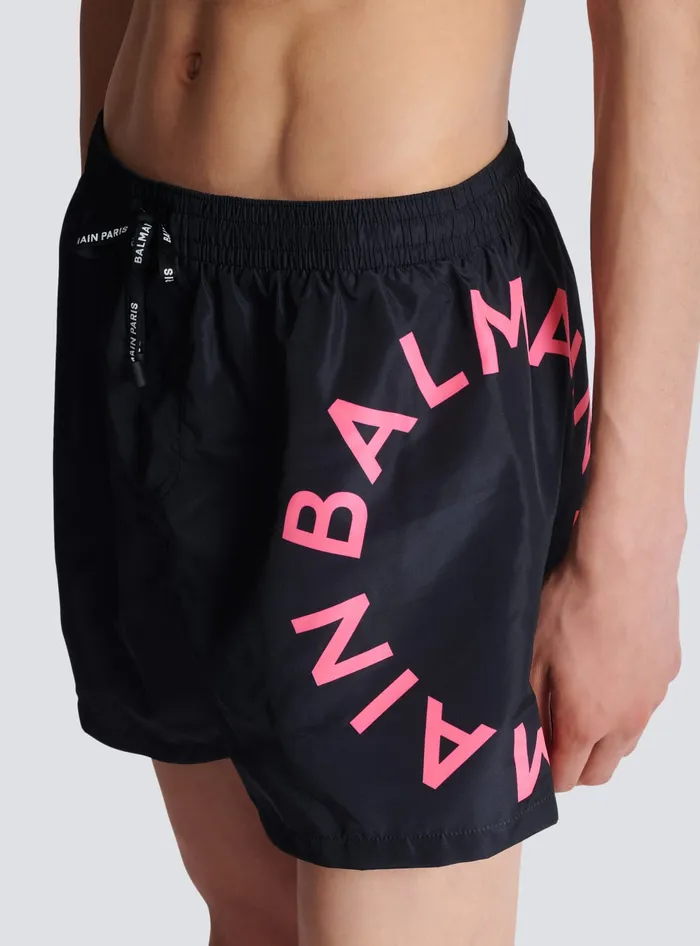 Balmain Swim Shorts Pink Men Swimwear