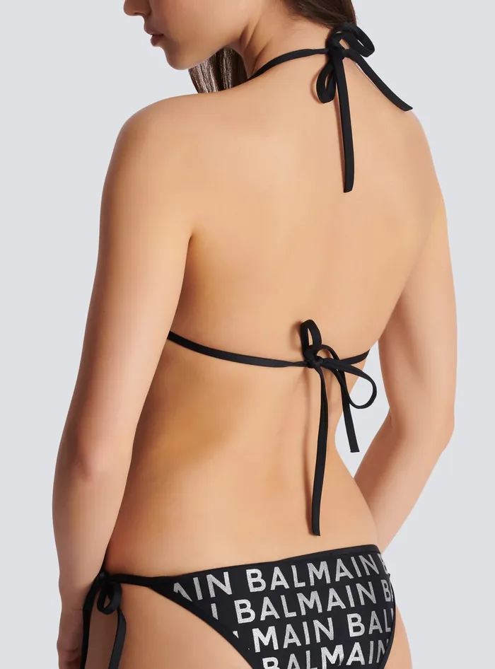 Balmain Triangle Bikini Black Women Swimwear