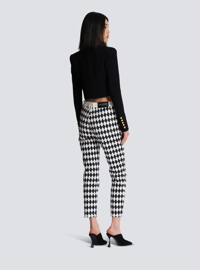 Balmain Twotone Crepe Spencer Jacket Black Women Jackets And Blazers