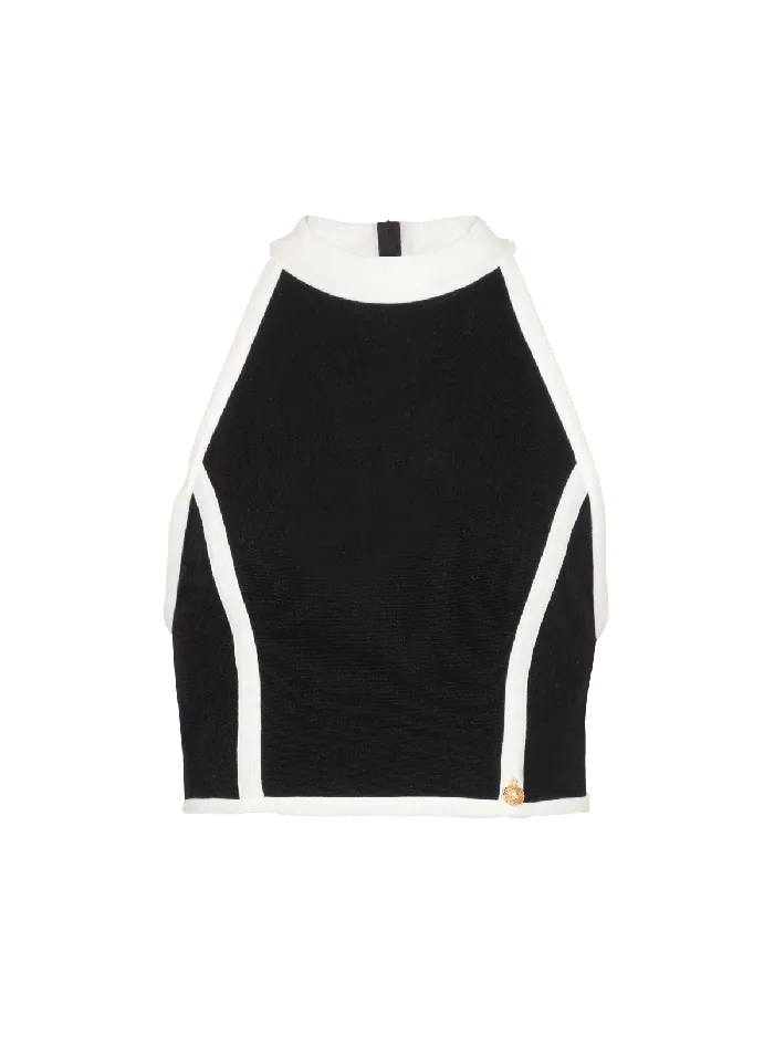 Balmain Twotone Top Black Women Tops And Shirts