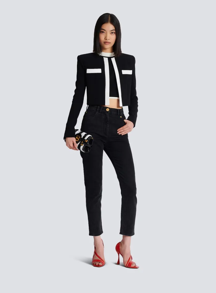 Balmain Twotone Top Black Women Tops And Shirts