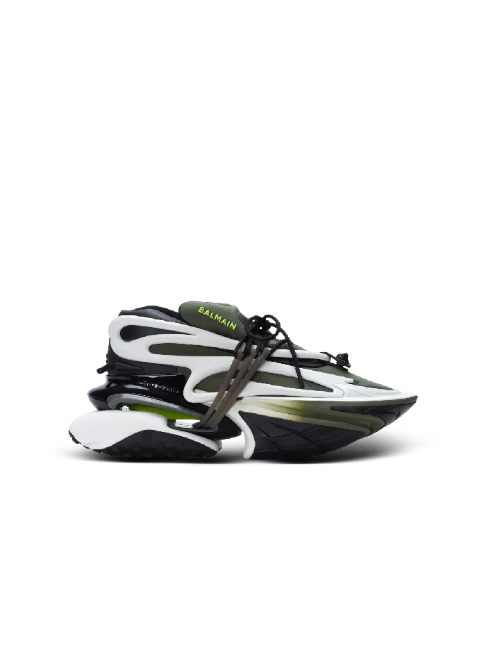Balmain Unicorn Lowtop Sneakers In Neoprene And Calfskin Khaki Men Sneakers