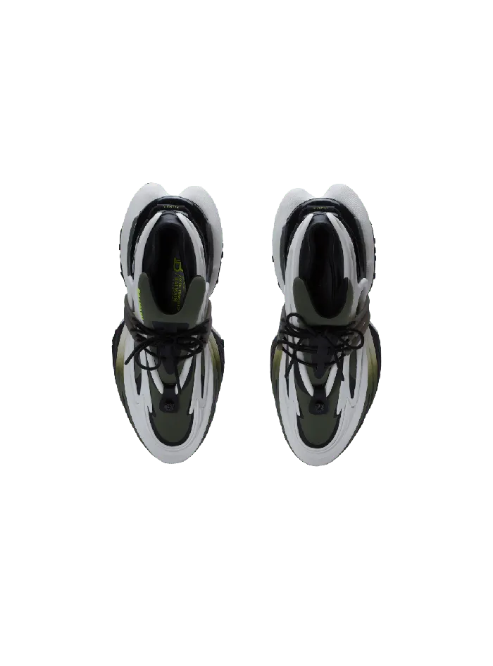 Balmain Unicorn Lowtop Sneakers In Neoprene And Calfskin Khaki Men Sneakers