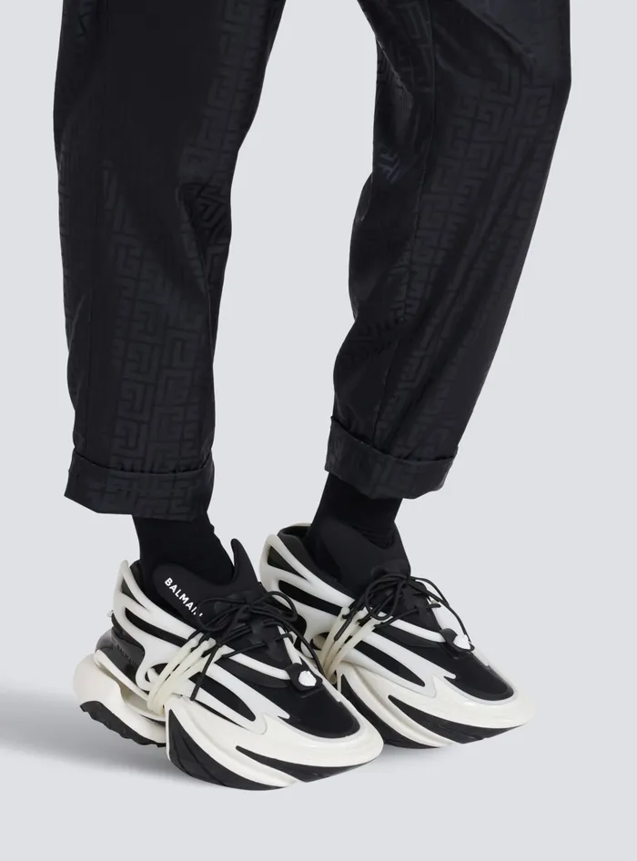 Balmain Unicorn Lowtop Sneakers In Neoprene And Leather Black Men Sneakers