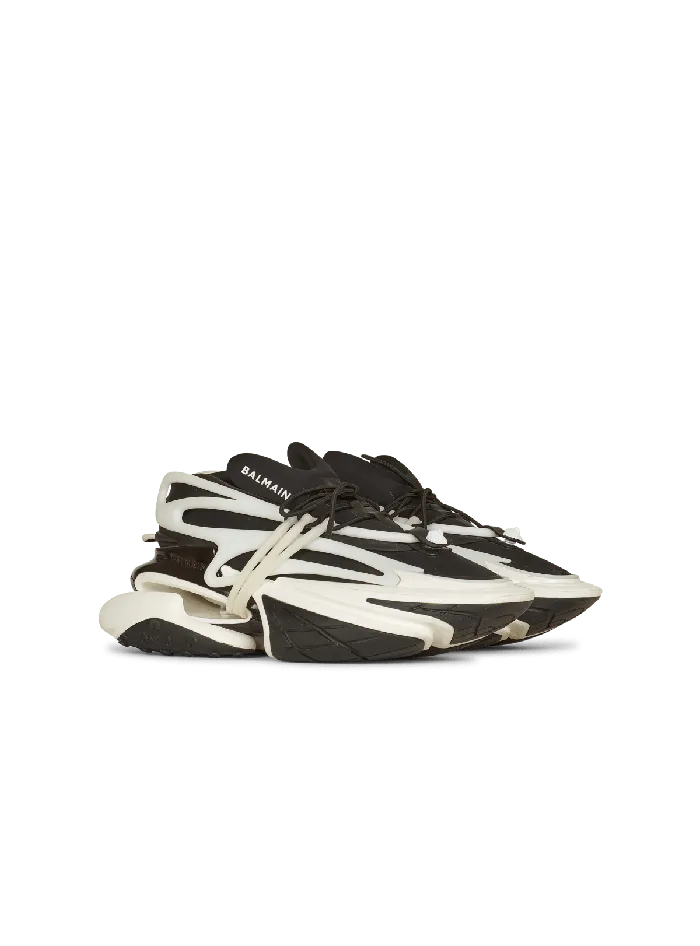 Balmain Unicorn Lowtop Sneakers In Neoprene And Leather Black Men Sneakers