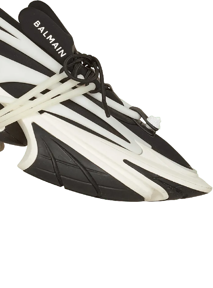 Balmain Unicorn Lowtop Sneakers In Neoprene And Leather Black Men Sneakers