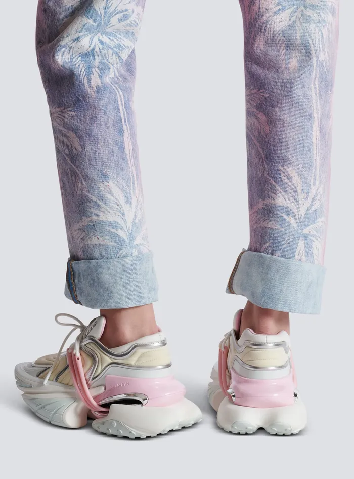 Balmain Unicorn Wave Sneakers In Neoprene And Calfskin White Women Sneakers