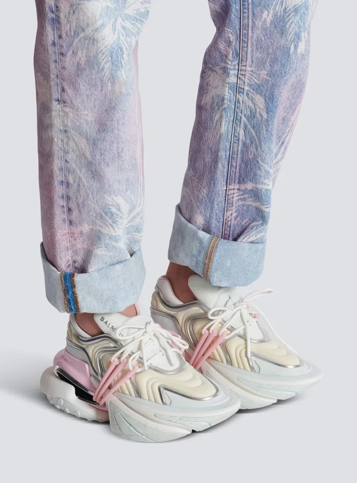 Balmain Unicorn Wave Sneakers In Neoprene And Calfskin White Women Sneakers