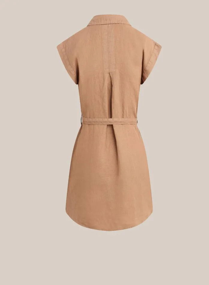 Belted Linen Shirt Dress Desert Brown Women Bella Dahl Mini Dresses Belted Linen Shirt Dress Desert Brown Women Bella Dahl Mini Dresses
