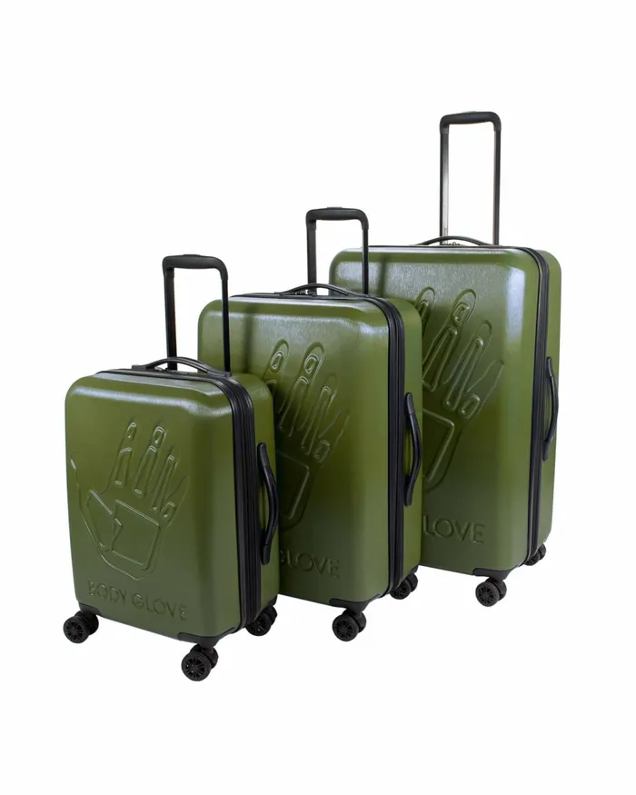 Body Glove Travel Luggage Redondo 3Piece Hardside Spinner Luggage Set 8211 Olive Branch 8211 Accessories