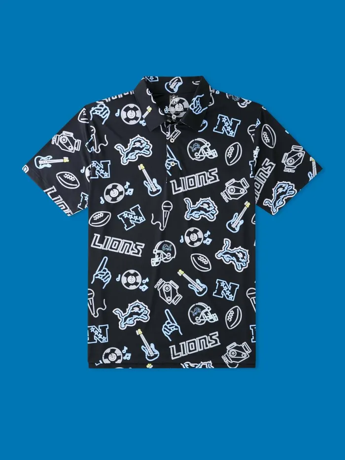 Chubbies Polos Men The Neon Lions NFL Performance Polo 8211 Detroit Lions Polo Chubbies Detroit Lions Black Chubbies Polos Men The Neon Lions NFL Performance Polo 8211 Detroit Lions Polo Chubbies Detroit Lions Black