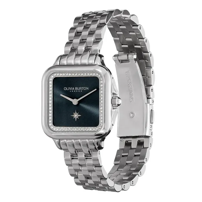 Classic Watches Women Olivia Burton 28mm Grosvenor Blue and Silver Bracelet Watch