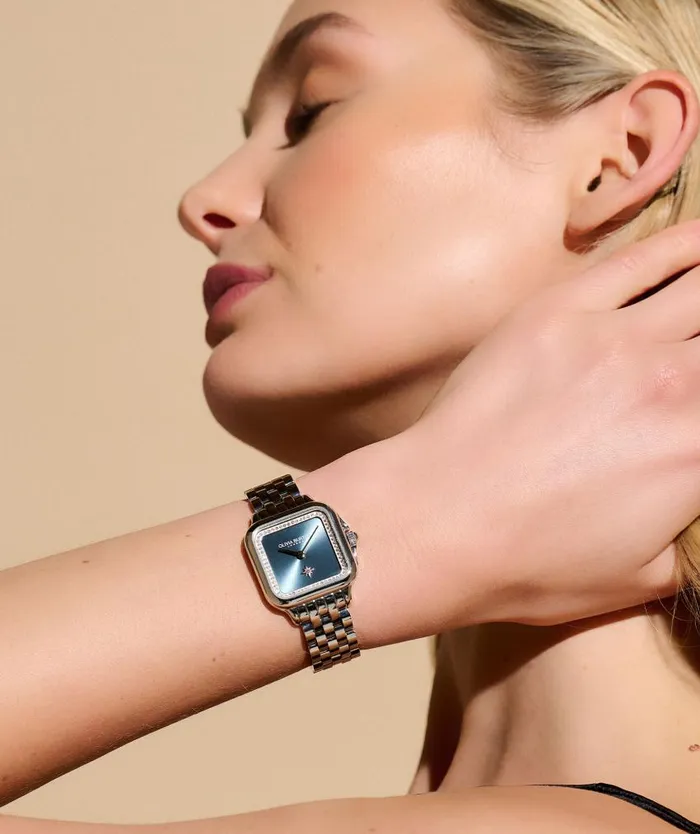 Classic Watches Women Olivia Burton 28mm Grosvenor Blue and Silver Bracelet Watch