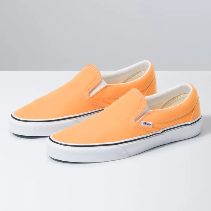 Classics Shoes MenWomen Vans Neon SlipOn Blazing Orangetrue White