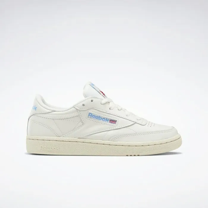 Classics Shoes Womens Reebok Club C 85 Model Vintage Shoes Chalk Paperwhite Athletic Blue Excellent Red