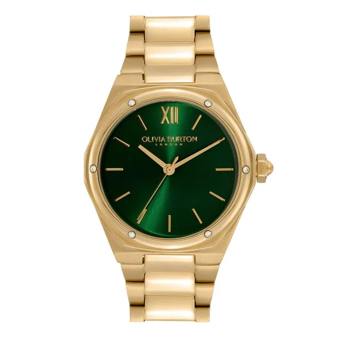 Color Dial Watches Women Olivia Burton 33mm Hexa Green and Gold Bracelet Watch Color Dial Watches Women Olivia Burton 33mm Hexa Green and Gold Bracelet Watch