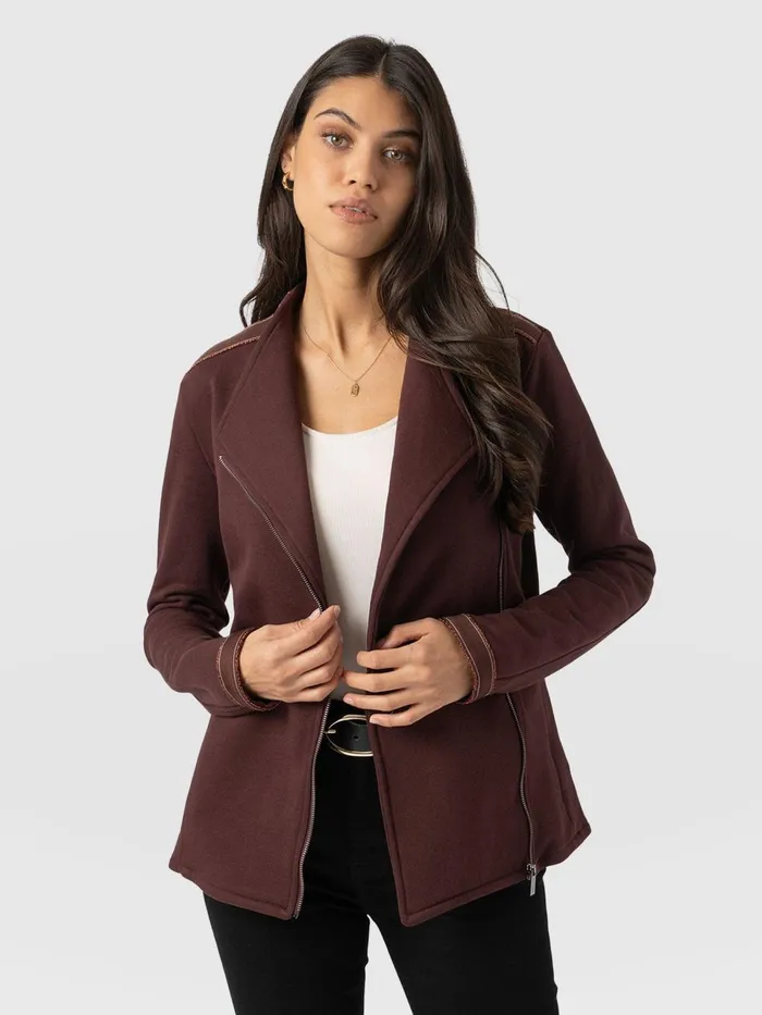Cotton Biker Jacket 8211 Maroon 8211 Bronze Stripe Bronze Stripe Women Saint And Sofia Coats and Jackets Cotton Biker Jacket 8211 Maroon 8211 Bronze Stripe Bronze Stripe Women Saint And Sofia Coats and Jackets
