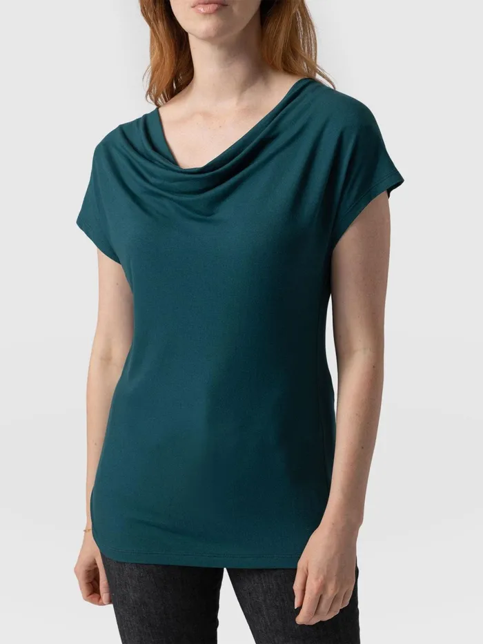 Cowl Neck Tee 8211 Deep Green Deep Green Women Saint And Sofia TShirts and Tanks