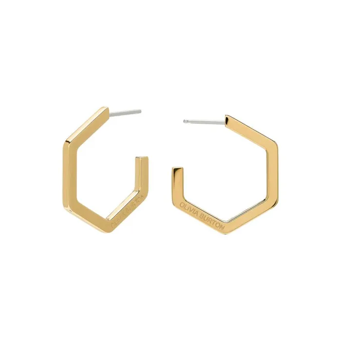 Earrings Women Olivia Burton Honeycomb Gold Plated Large Hoop Earrings