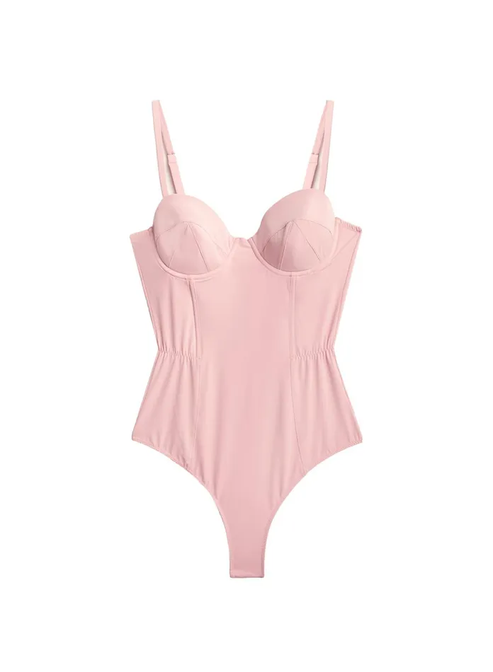 Fleur Du Mal Bodysuits Women Eco Luxe Jersey Bullet Bodysuit Rose Pink Fleur Du Mal Bodysuits Women Eco Luxe Jersey Bullet Bodysuit Rose Pink
