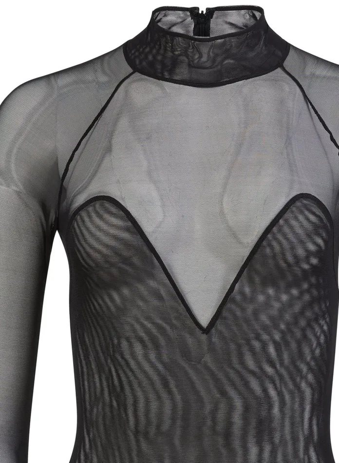 Fleur Du Mal Bodysuits Women Mesh Long Sleeve Bodysuit Recycled Mesh Bodysuit Black Fleur Du Mal Bodysuits Women Mesh Long Sleeve Bodysuit Recycled Mesh Bodysuit Black