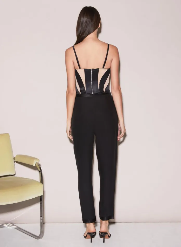 Fleur Du Mal Bustiers and Bra Tops Women Silk and Mesh Bustier Top Beige Black Fleur Du Mal Bustiers and Bra Tops Women Silk and Mesh Bustier Top Beige Black