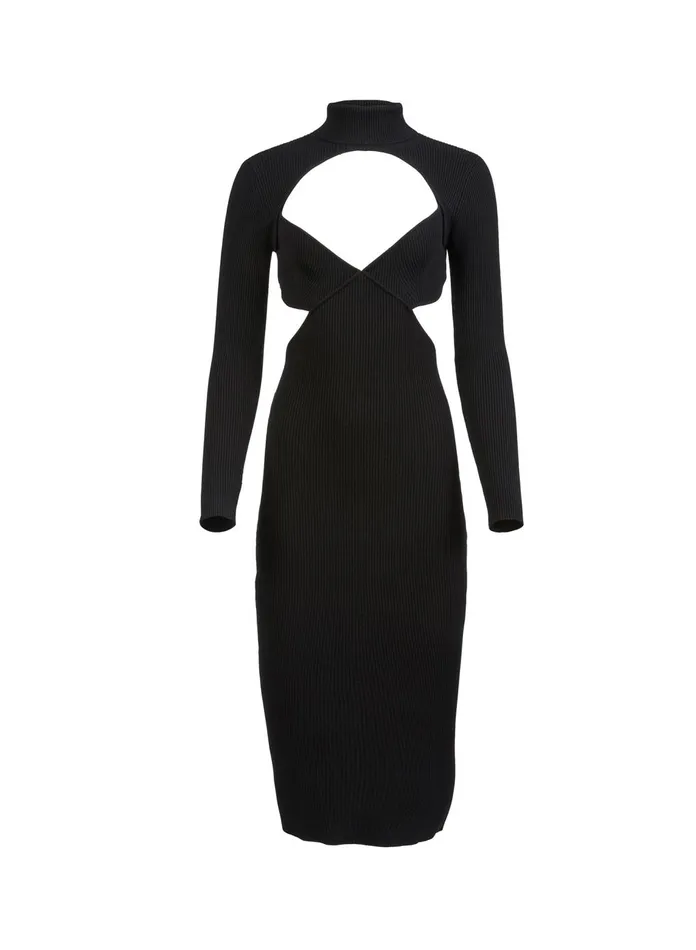 Fleur Du Mal Knitwear Women Knit Cross Back Midi Dress Black Fleur Du Mal Knitwear Women Knit Cross Back Midi Dress Black