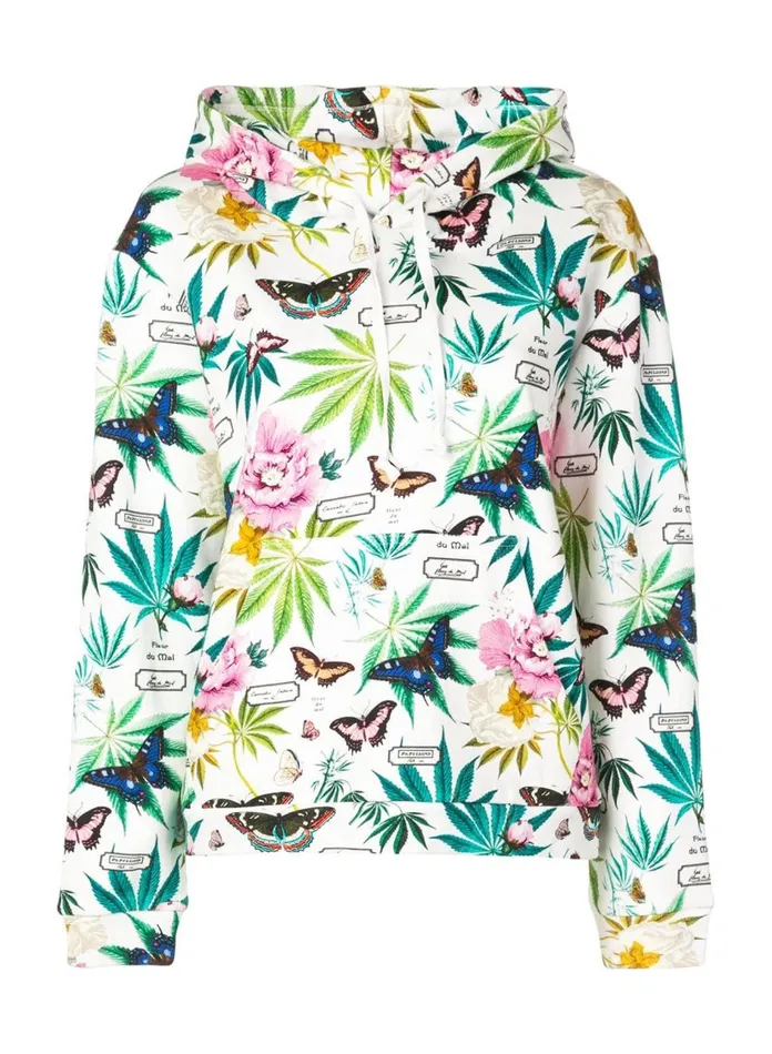 Fleur Du Mal Long Sleeve Women Botanical Hoodie Papillon White Fleur Du Mal Long Sleeve Women Botanical Hoodie Papillon White