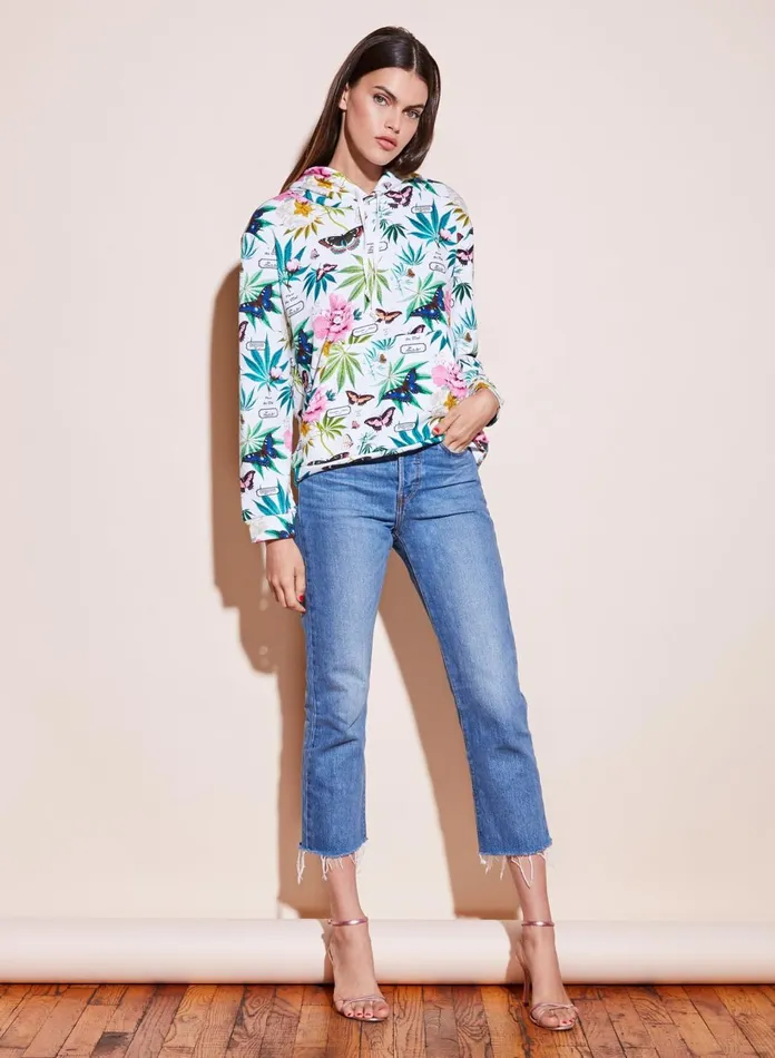 Fleur Du Mal Long Sleeve Women Botanical Hoodie Papillon White Fleur Du Mal Long Sleeve Women Botanical Hoodie Papillon White