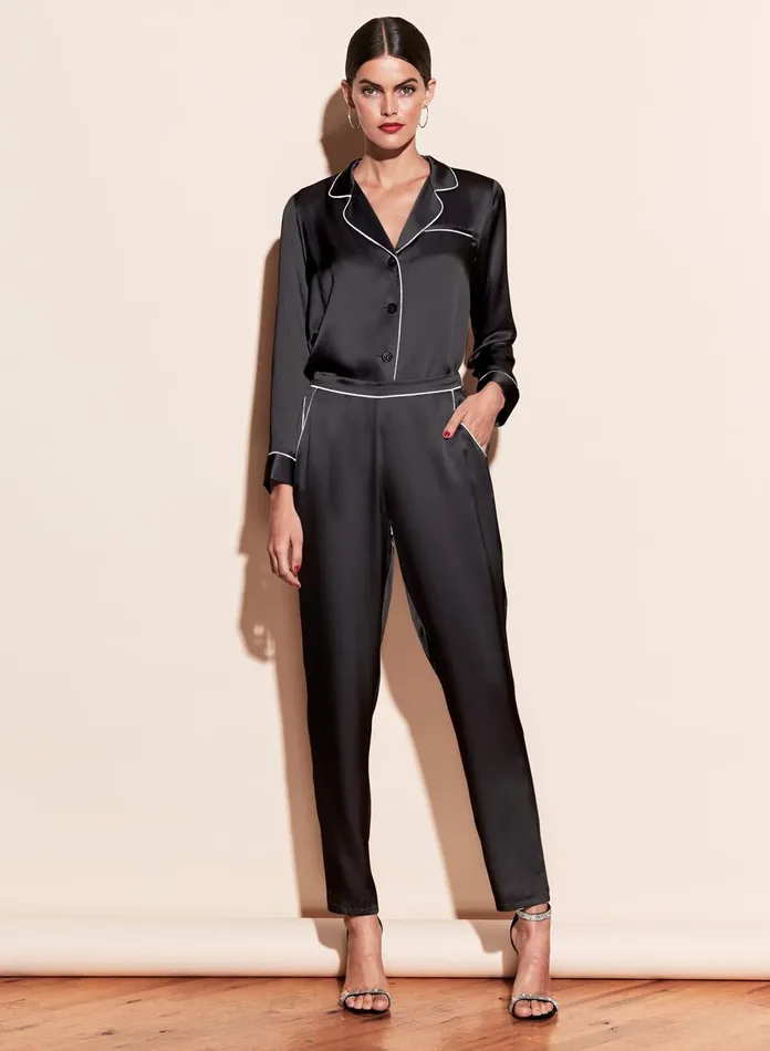 Fleur Du Mal Long Sleeve Women Fleur PJ Top Black Fleur Du Mal Long Sleeve Women Fleur PJ Top Black