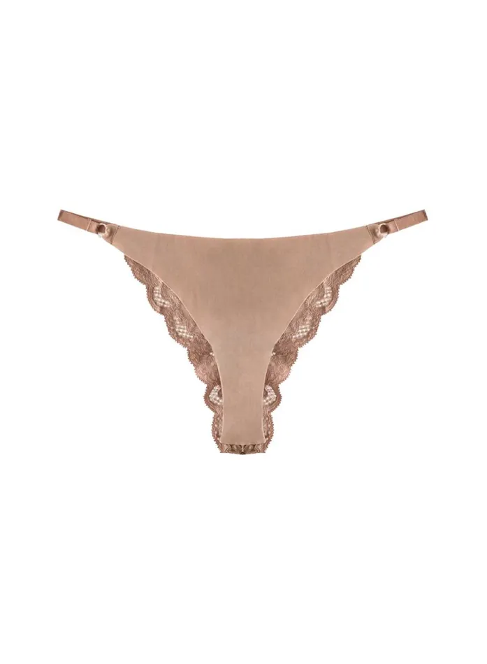 Fleur Du Mal Panties and Garters Women Charlotte Lace Seamless String Cheeky Tan Fleur Du Mal Panties and Garters Women Charlotte Lace Seamless String Cheeky Tan
